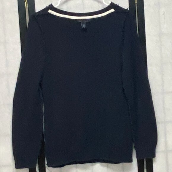 Tommy Hilfiger Scoop Neck Pull Over Cable & Rib Knit Sweater Navy Blue Kids L - Picture 6 of 12